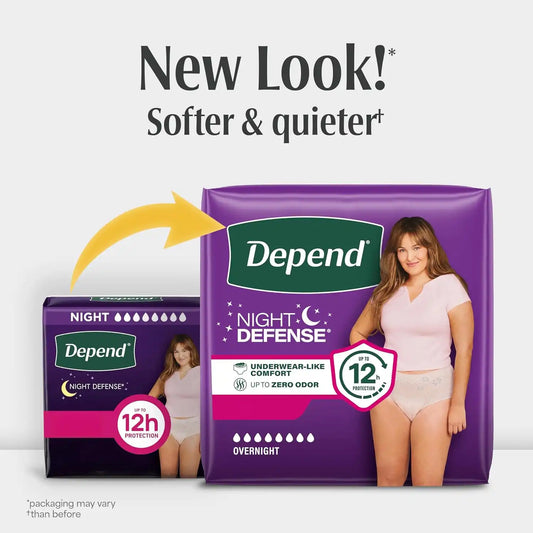 Depend Night Defense Adult Diapers for Women, Small, 16 Count