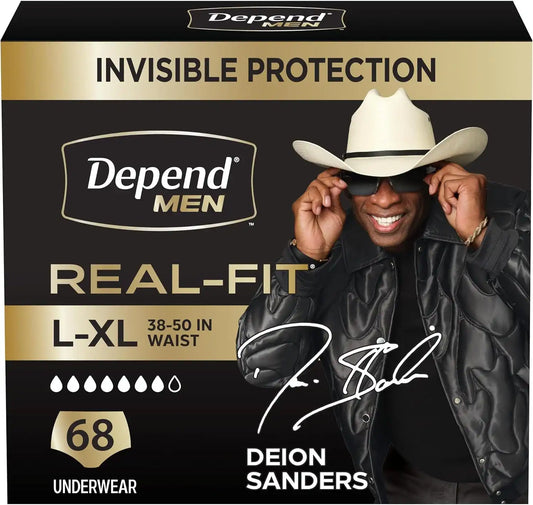 Depend Real Fit Incontinence Underwear for Men, L/XL, 68 Count