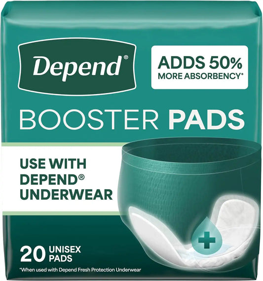 Depend Booster Pads for Adult Incontinence, Unisex, 20 Count