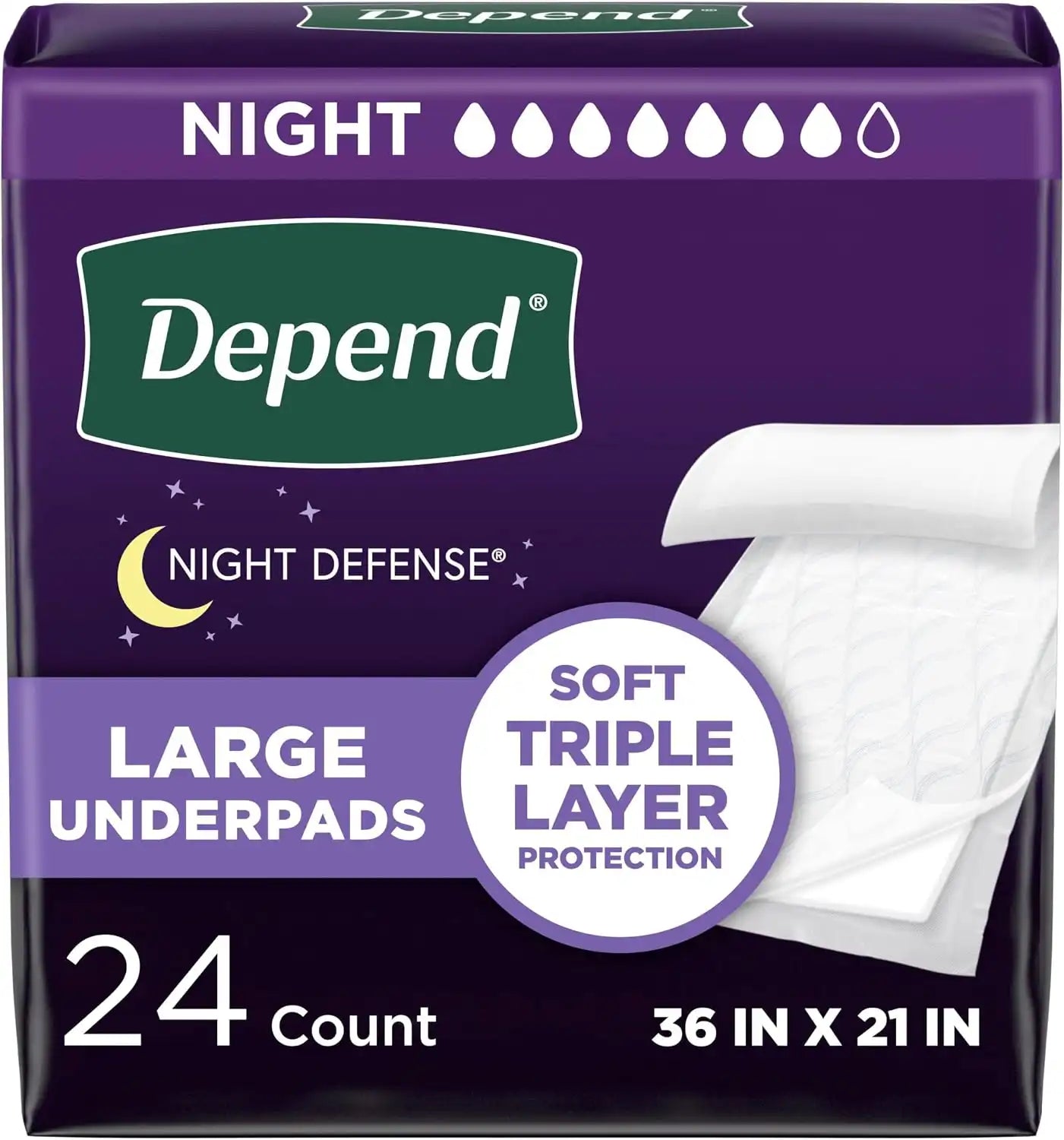 Depend Underpads, Disposable Incontinence Bed Pads, 36