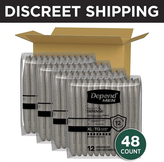 Depend Night Defense Adult Diapers for Men, XL, 48 Count