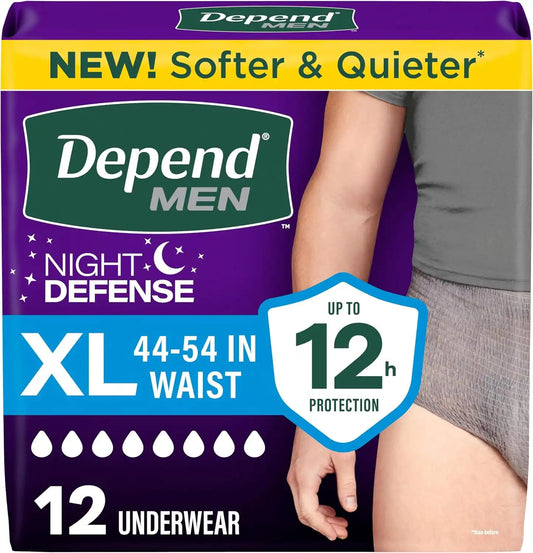 Depend Night Defense Adult Diapers for Men, XL, 12 Count